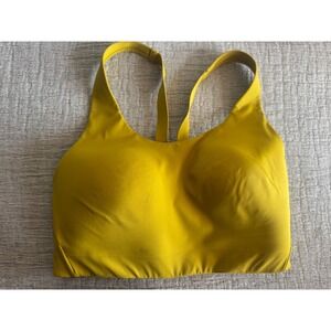 Athleta Advance Bra High Impact Sports Bra Yellow 32DD Molded Cups Racerback